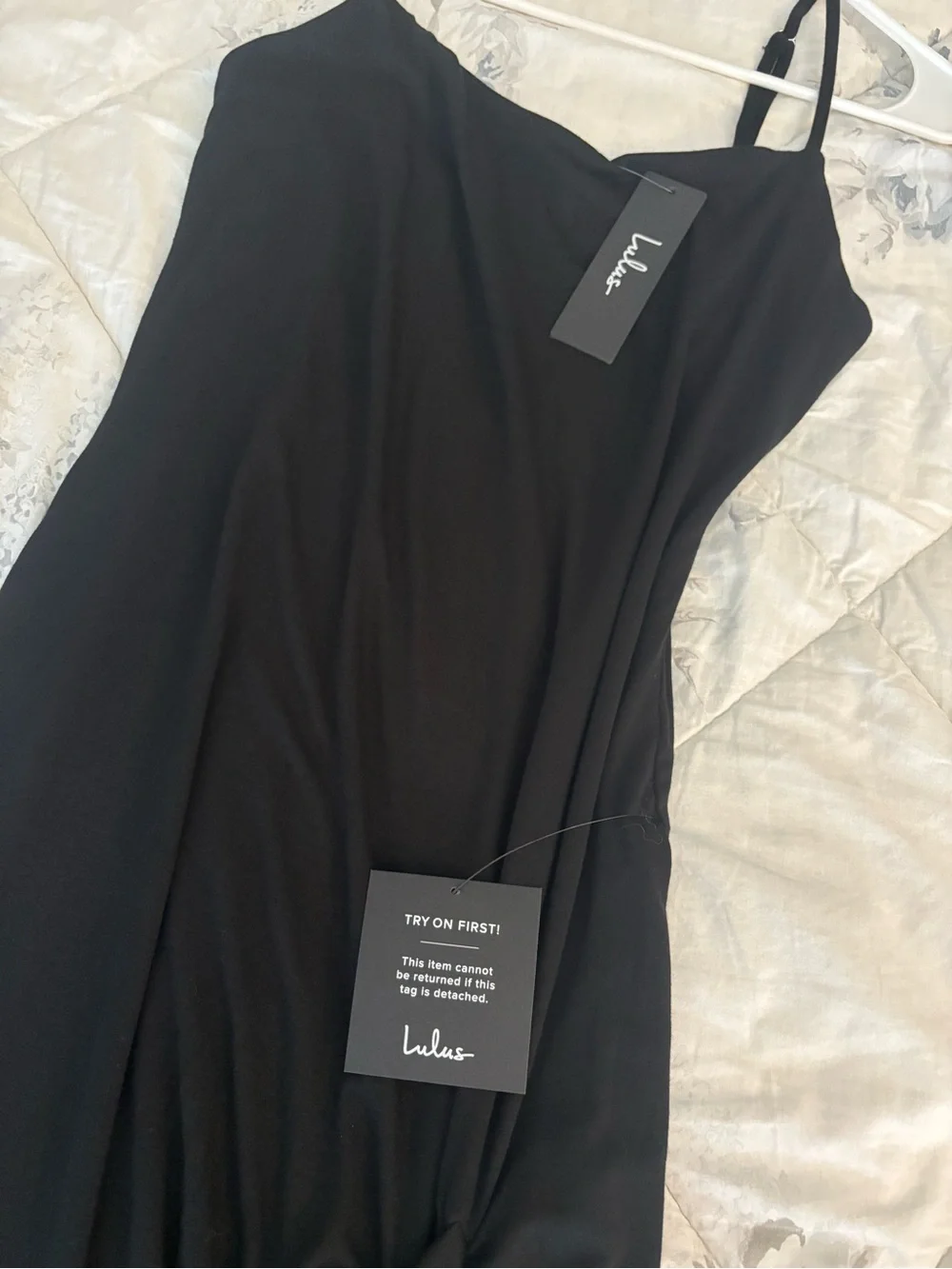 Lulu's Black Ruched Side Slip Dress
